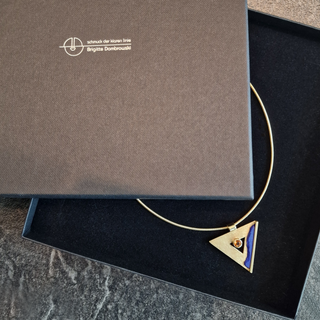 Geometrischer Kettenanhänger aus 585 Gelbgold mit Lapislazuli und Citrin