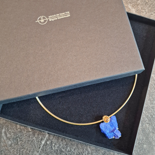 Lapislazuli und Citrin Anhänger aus 750 Gold und 925 Silber