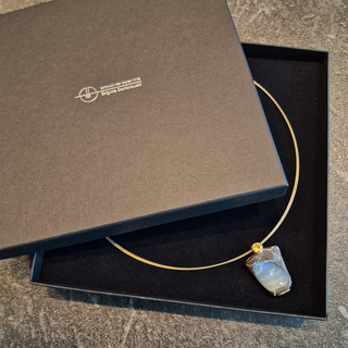 Opal und Citrin Kettenanhänger aus 750 Gelbgold und 925 Silber, Unikatschmuck