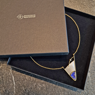Boulder Opal Kette mit Diamant aus 750 Gold & 500 Palladium, Geschenk für Sie