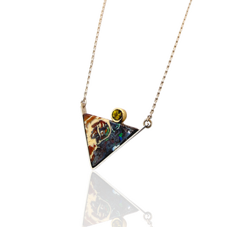 Einzigartige Boulder Opal und Peridot Halskette - Handgefertigtes Unikat - Schmucklinie-shop