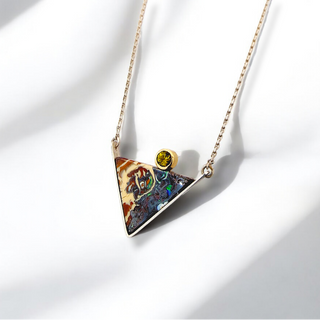 Einzigartige Boulder Opal und Peridot Halskette - Handgefertigtes Unikat - Schmucklinie-shop