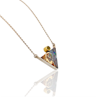 Einzigartige Boulder Opal und Peridot Halskette - Handgefertigtes Unikat - Schmucklinie-shop