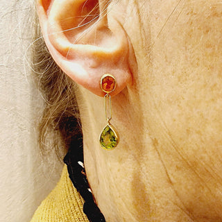 Elegante Feueropal und Peridot Ohrringe  - Handgefertigter Luxus-Schmuck - Schmucklinie-shop
