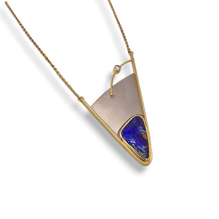 Exklusiver Boulder Opal und Diamant  Kette - Schmucklinie-shop