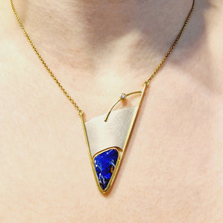 Exklusiver Boulder Opal und Diamant  Kette - Schmucklinie-shop