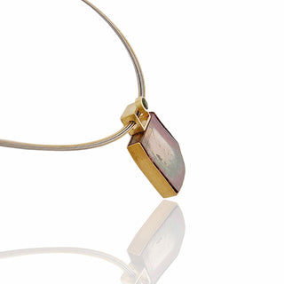 Farbverlaufender Turmalin Kettenanhänger aus Feingold, Gelbgold und Silber - Schmucklinie-shop