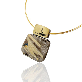 Faszinierender Rutilquarz-Kettenanhänger Anhänger - Handgefertigter Schmuck aus Gelbgold und Silber - Schmucklinie-shop