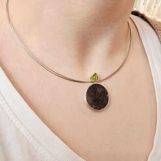 Turmalinquarz Anhänger 925/- Silber mit Peridot handgefertigter Schmuck