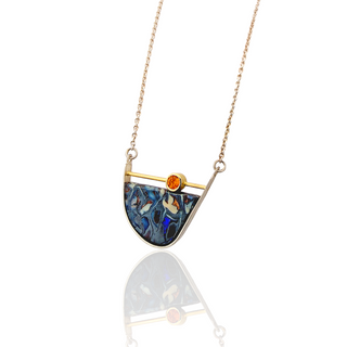 Halskette mit Boulderopal und  Spessartin Kettenanhänger - Schmucklinie-shop