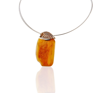 Hochwertiger Bernstein Kettenanhänger mit Mokume Gane - Schmucklinie-shop