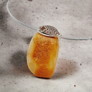 Hochwertiger Bernstein Kettenanhänger mit Mokume Gane - Schmucklinie-shop