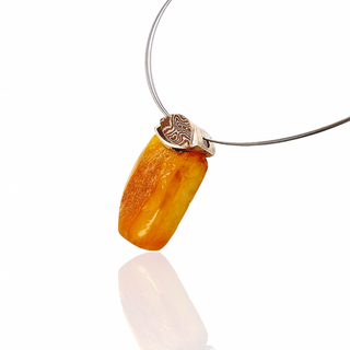 Hochwertiger Bernstein Kettenanhänger mit Mokume Gane - Schmucklinie-shop