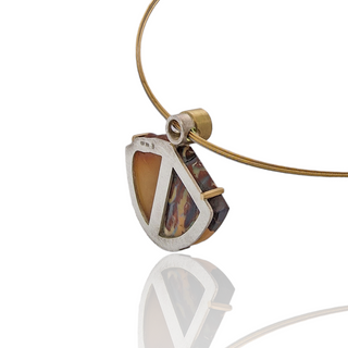 Kettenanhänger aus Gelbgold und Silber mit Bernstein, Opal und Peridot - Schmucklinie-shop