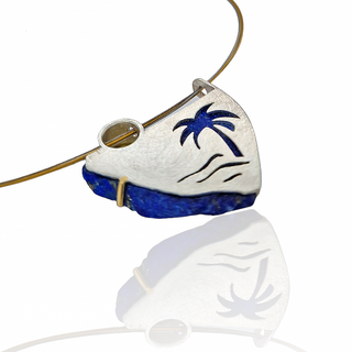 Lapislazuli und Lemon Citrin Kettenanhänger aus Gelbgold und  Silber - Schmucklinie-shop