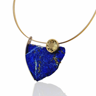 Lapislazuli und Lemon Citrin Kettenanhänger aus Gelbgold und  Silber - Schmucklinie-shop