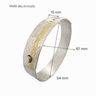 Armreif mit Gelbgoldstreifen und 925 Silber, mit Verschluss
