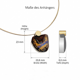 Boulder Opal Anhänger aus 750er Gold und 925 Silber