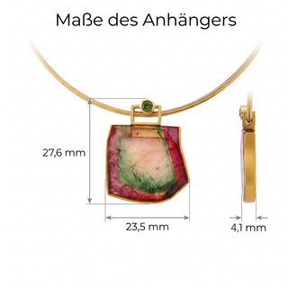 Turmalin Anhänger mit Farbverlauf Gold und 925 Silber