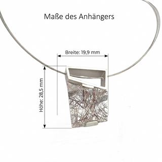 Rutilquarz Kettenanhänger aus 925/ Silber, moderner geometrischer Edelsteinschmuck
