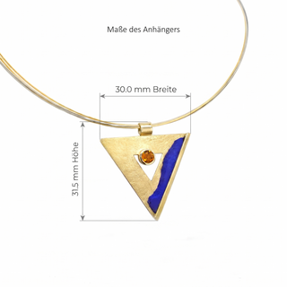 Geometrischer Kettenanhänger aus 585 Gelbgold mit Lapislazuli und Citrin