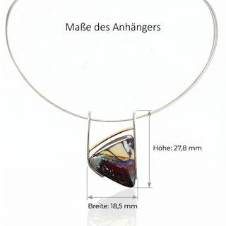 Boulder Opal Anhänger 925 Silber und 750 Gold, Modernes Goldschmiede Design