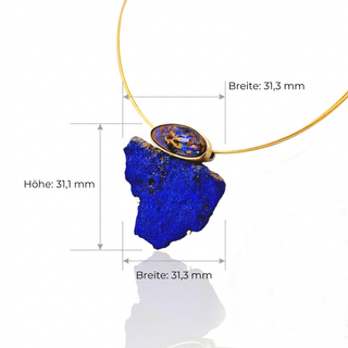 Kettenanhänger aus 750 Gelbgold und 925 Silber mit Boulder Opal und Lapislazuli