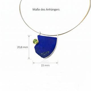 Lapislazuli & Peridot Anhänger – Silber & Gold, Unikat