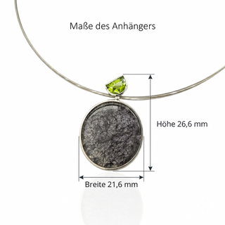Turmalinquarz Anhänger 925/- Silber mit Peridot handgefertigter Schmuck