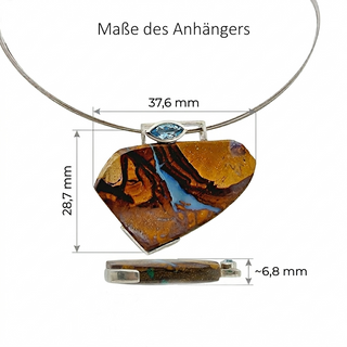 Boulder Opal Anhänger mit Aquamarin aus 925 Silber
