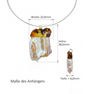 Bernstein Anhänger 925 Silber mit Barockperle