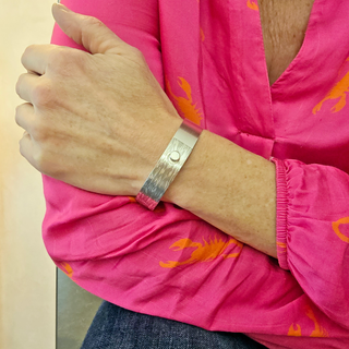 Mokume Gane Palladium und Silber Armreif mit Scharnierbewegung - Schmucklinie.shop