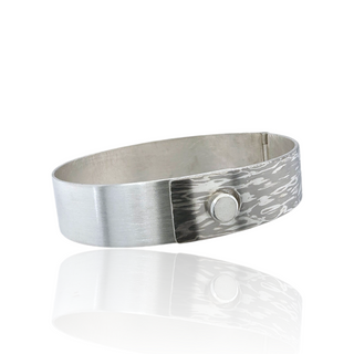 Mokume Gane Palladium und Silber Armreif mit Scharnierbewegung - Schmucklinie.shop
