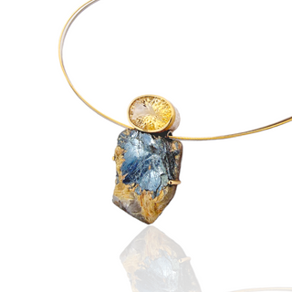 Naturbelassener Rutilquarz und Citrin Kettenanhänger aus Gelbgold und  Silber - Schmucklinie-shop