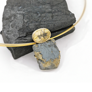 Naturbelassener Rutilquarz und Citrin Kettenanhänger aus Gelbgold und  Silber - Schmucklinie-shop
