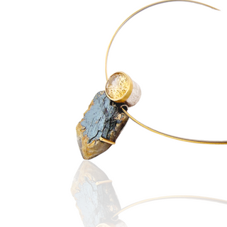 Naturbelassener Rutilquarz und Citrin Kettenanhänger aus Gelbgold und  Silber - Schmucklinie-shop