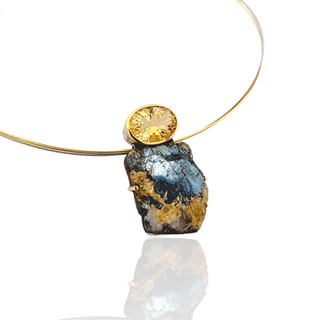 Naturbelassener Rutilquarz und Citrin Kettenanhänger aus Gelbgold und  Silber - Schmucklinie-shop
