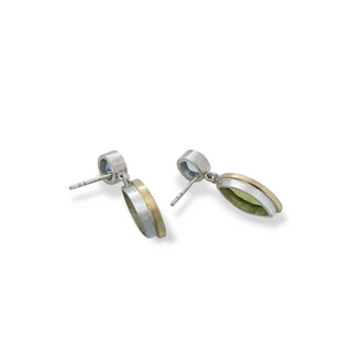 Ohrschmuck aus Gelbgold und  Silber mit Strahlende Peridot und Aquamarin - Schmucklinie-shop