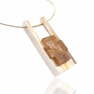 Rutilquarz Kettenanhänger aus Silber und Feingold - Schmucklinie-shop