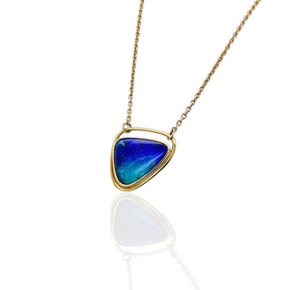 Handgefertigte Boulder Opal Kette aus 750/- Gelbgold