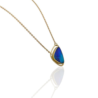 Handgefertigte Boulder Opal Kette aus 750/- Gelbgold