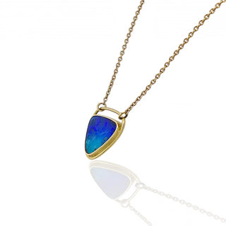 Handgefertigte Boulder Opal Kette aus 750/- Gelbgold