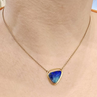 Handgefertigte Boulder Opal Kette aus 750/- Gelbgold